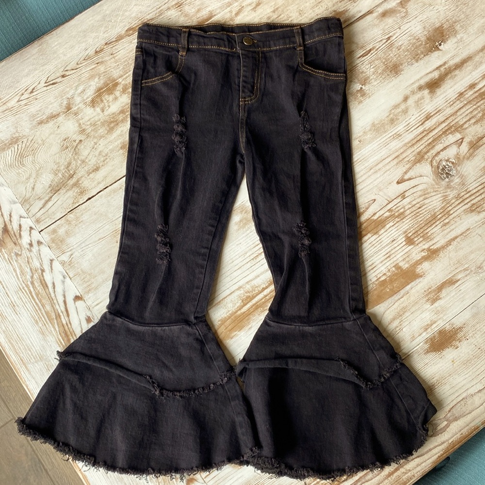 Girls Black Bell Bottom Jeans